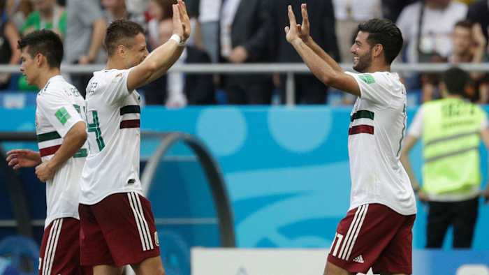 Chicharito and Carlos Vela at the 2018 World Cup